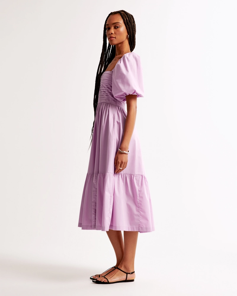 The A&F Emerson Poplin Puff Sleeve Midi Dress