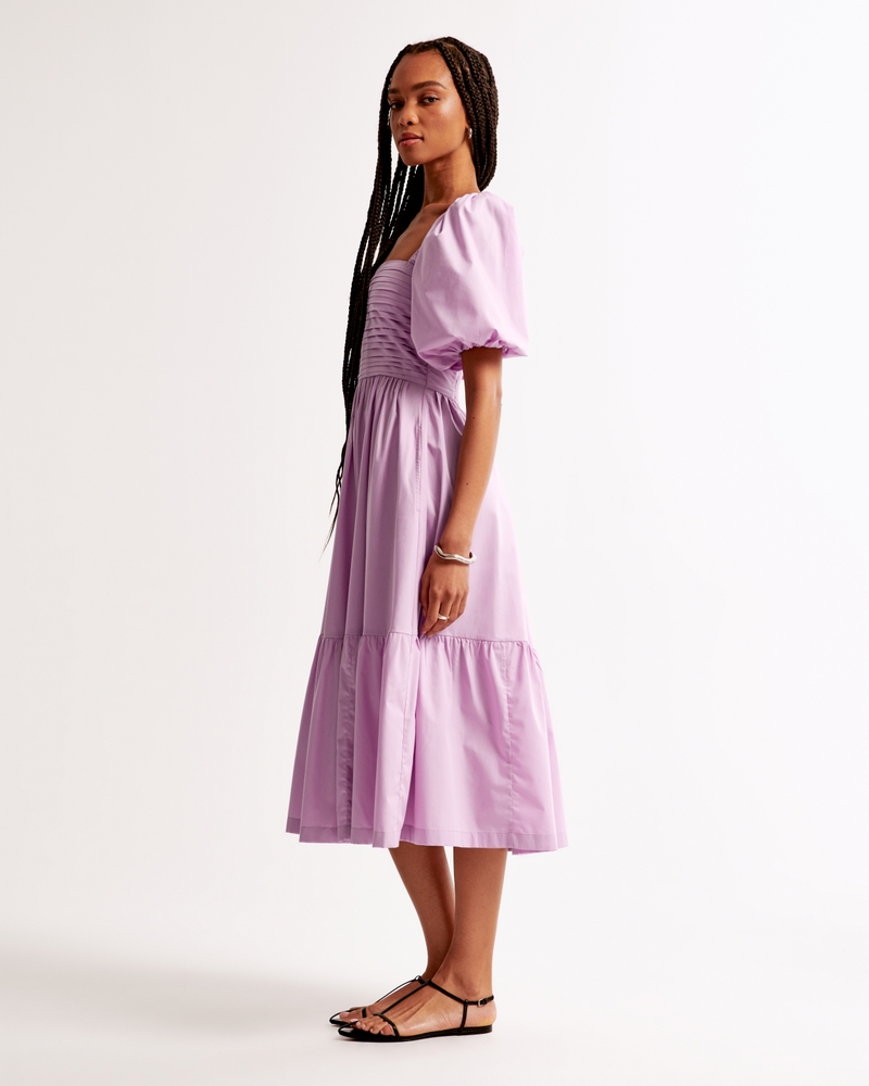 The A&F Emerson Poplin Puff Sleeve Midi Dress