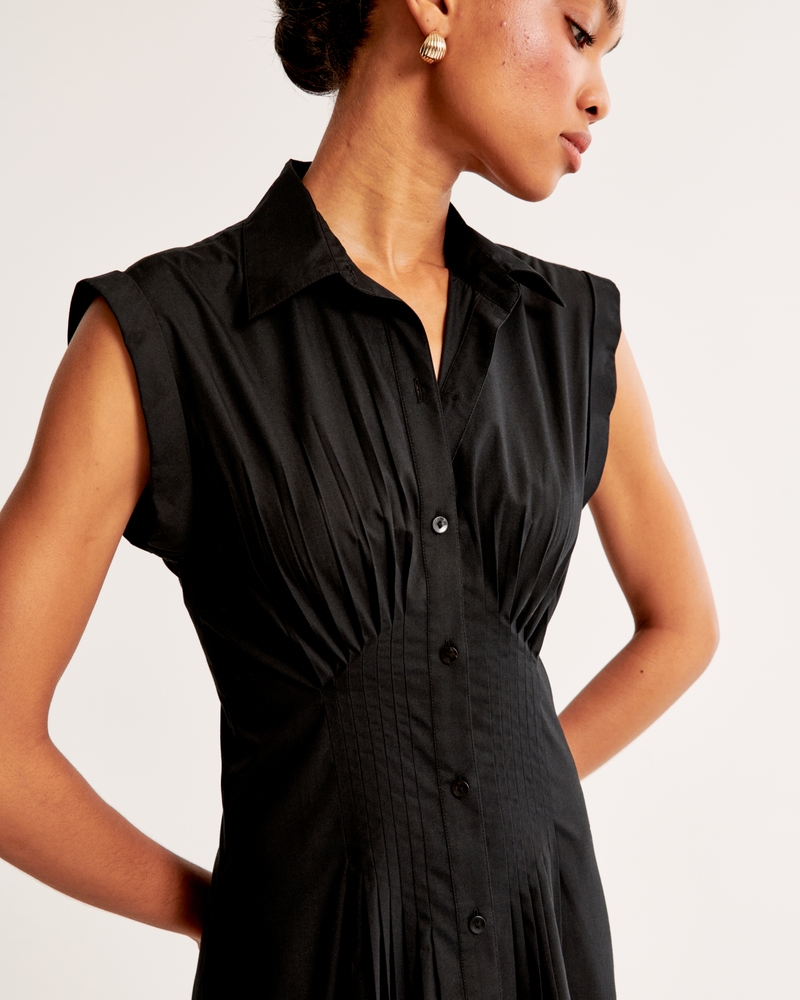 Short-Sleeve Midi Shirt Dress