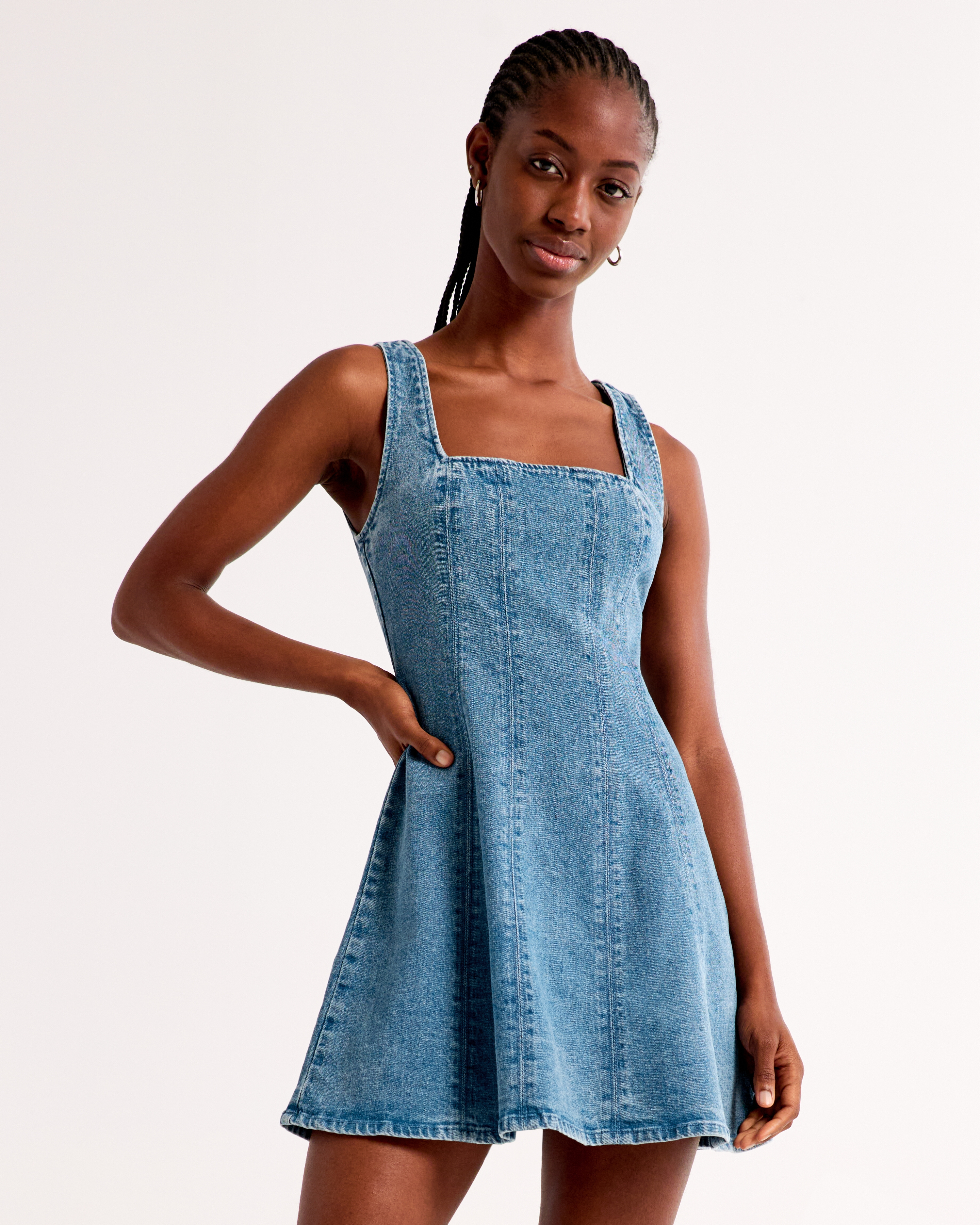 Women s The A F Mila Squareneck Denim Mini Dress Women s Dresses Jumpsuits Abercrombie