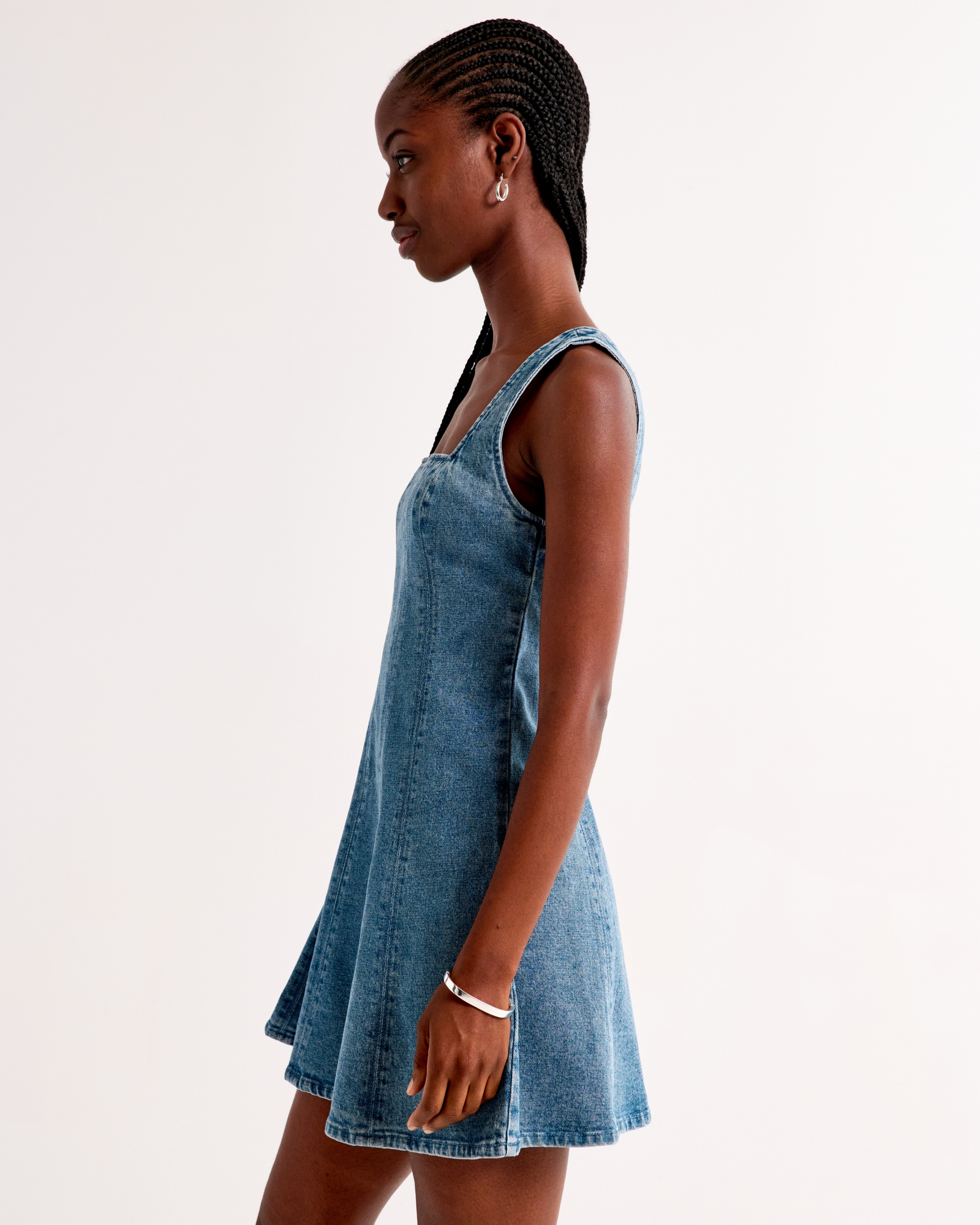 Squareneck Denim Mini Dress