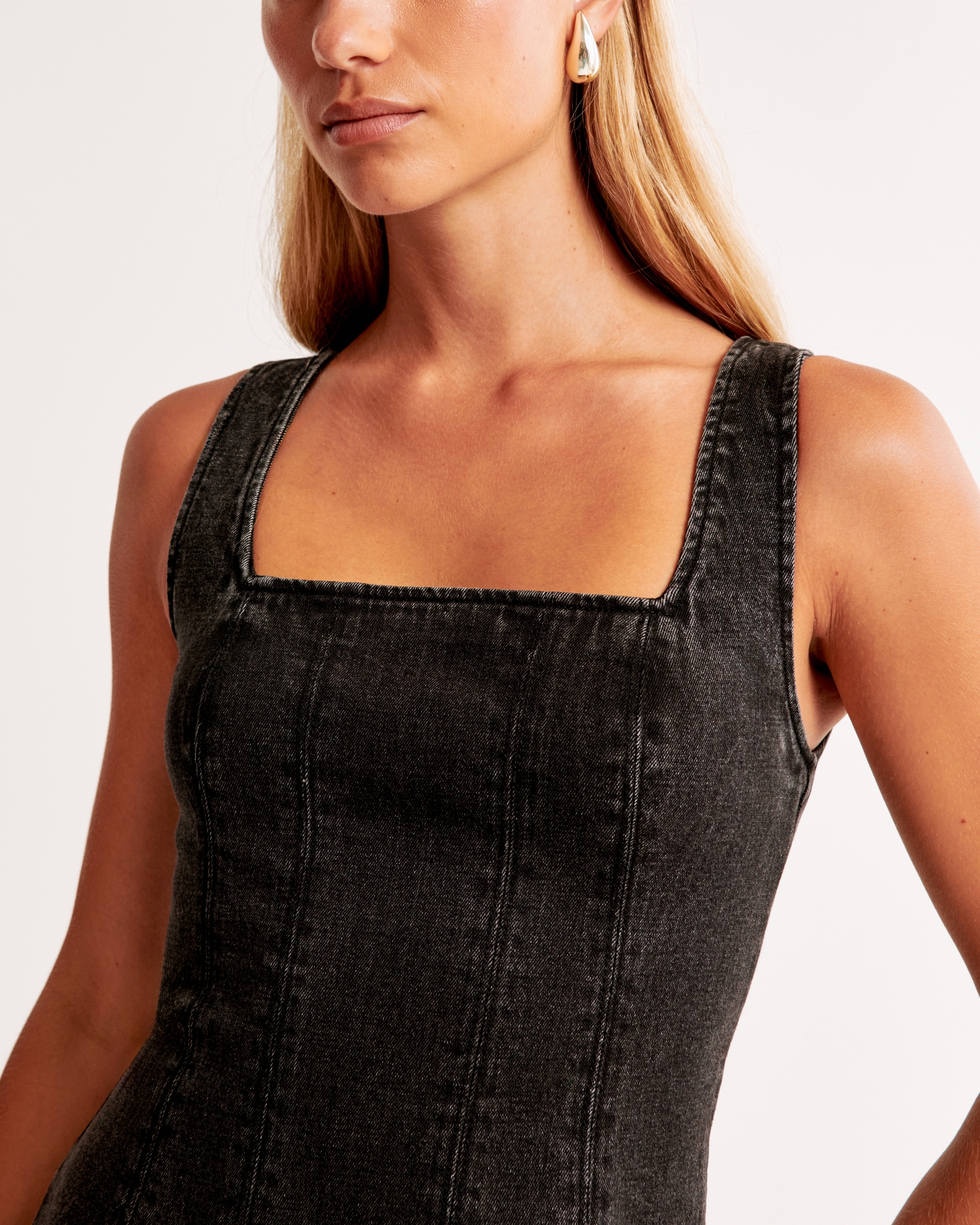 Squareneck Denim Mini Dress