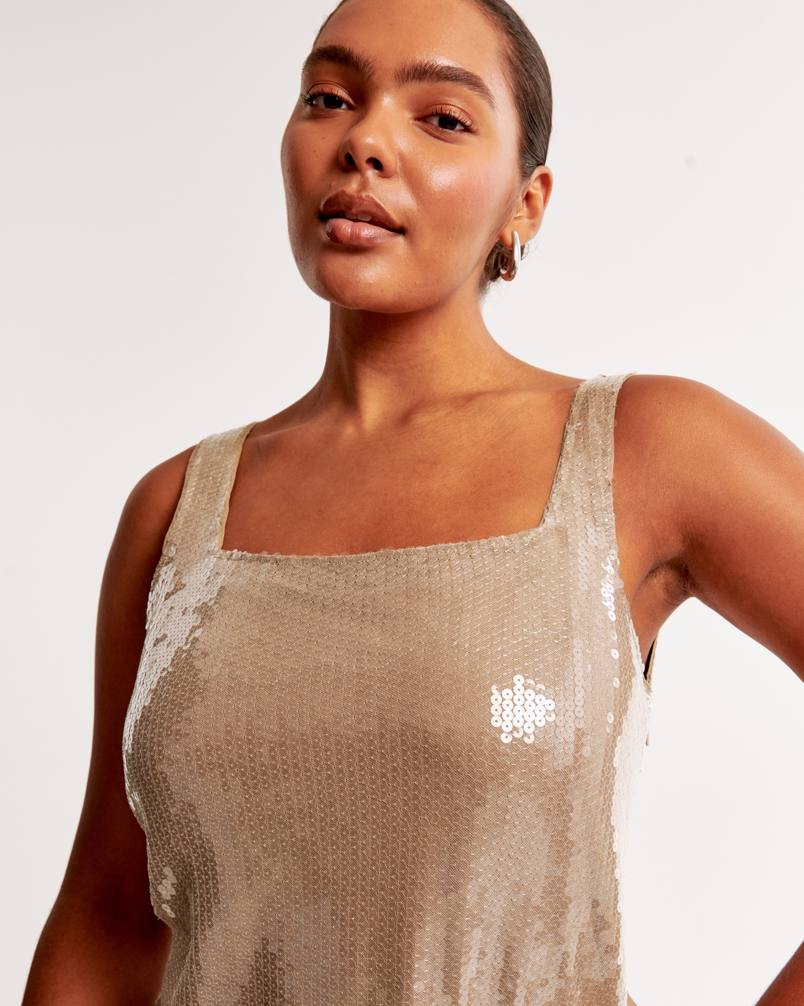 Sequin Squareneck Mini Dress