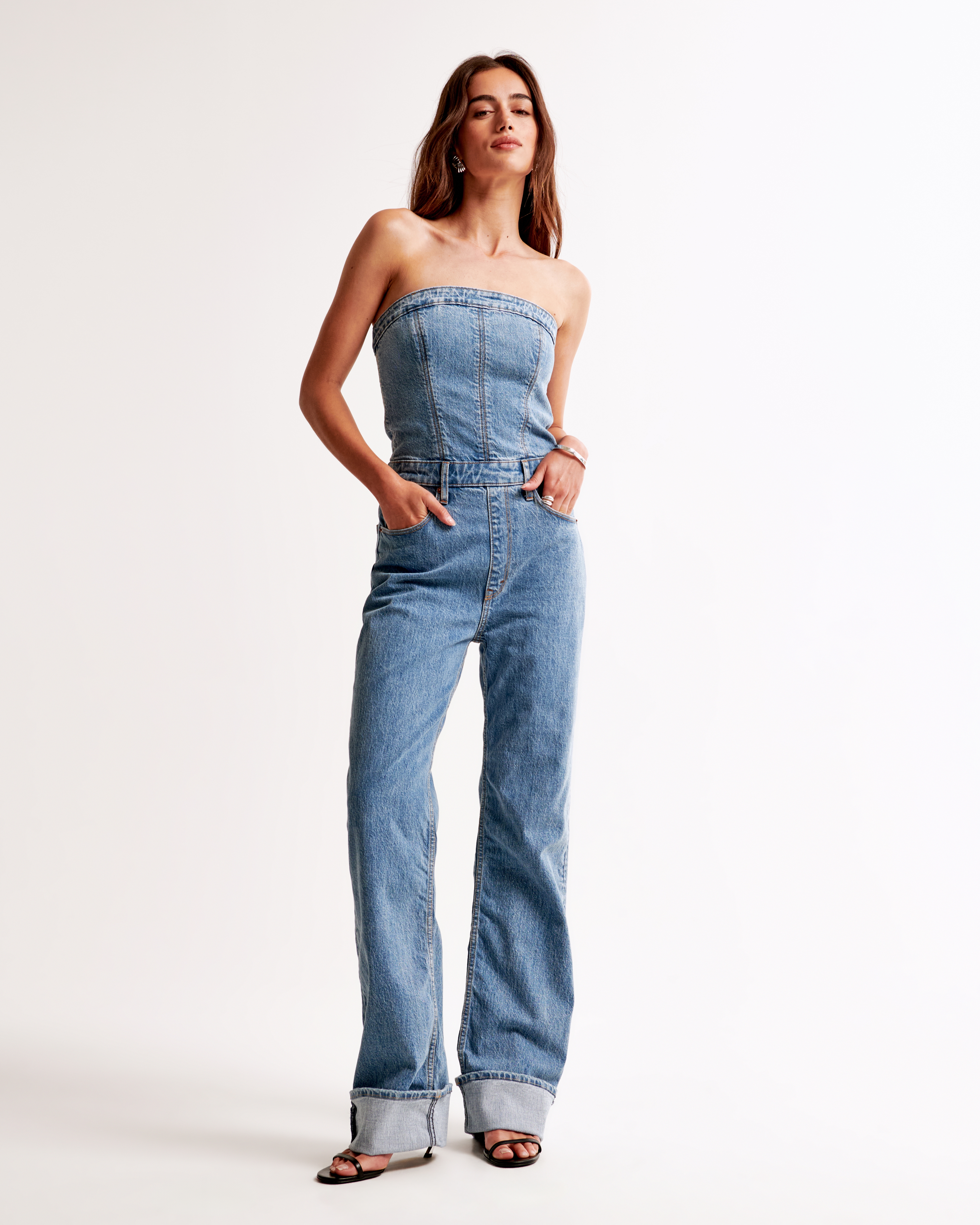 Women s Strapless Denim Jumpsuit Women s Clearance Abercrombie