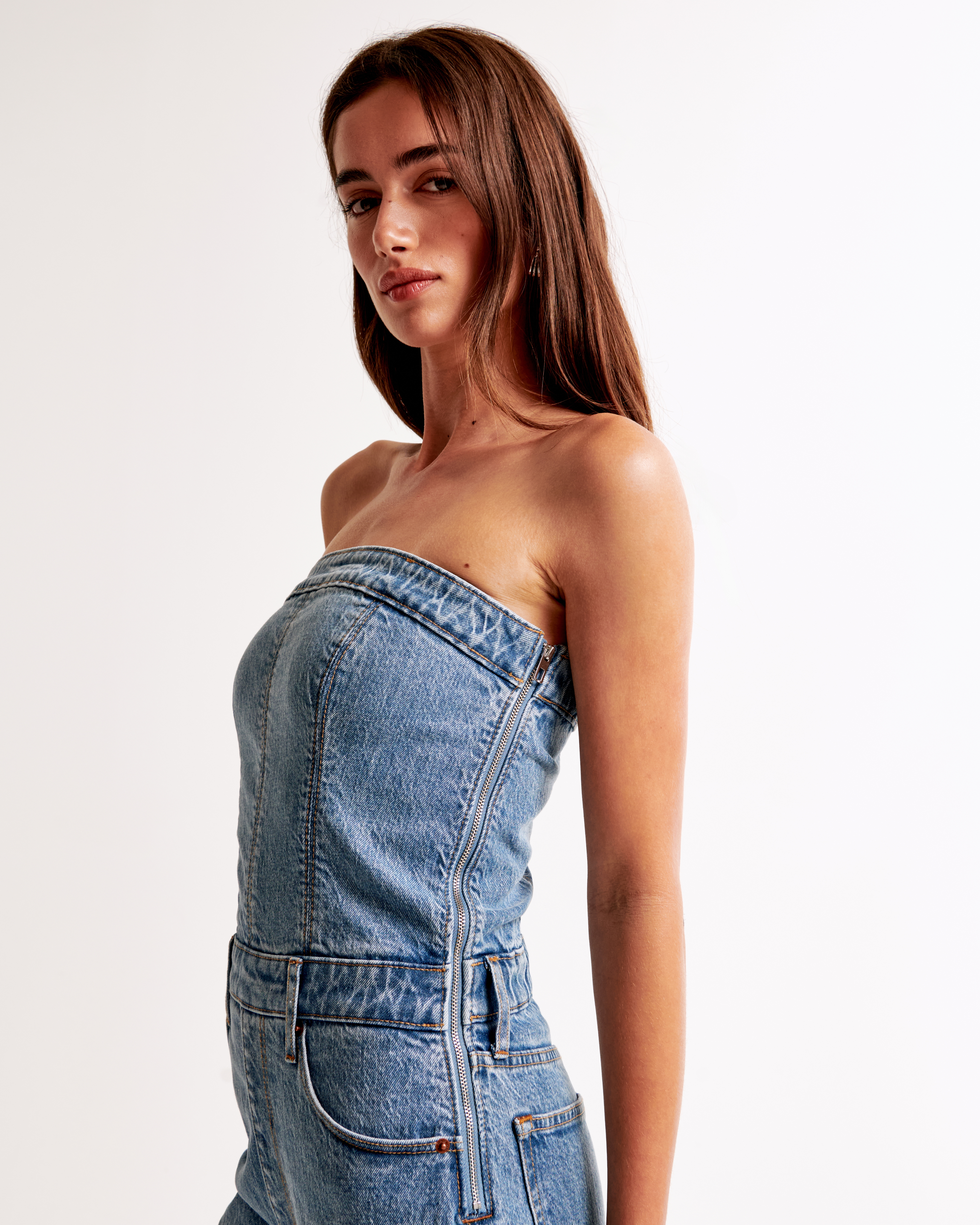 Women s Strapless Denim Jumpsuit Women s Clearance Abercrombie