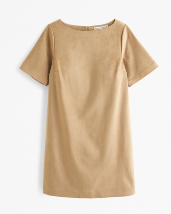 Faux Suede T-Shirt Mini Dress