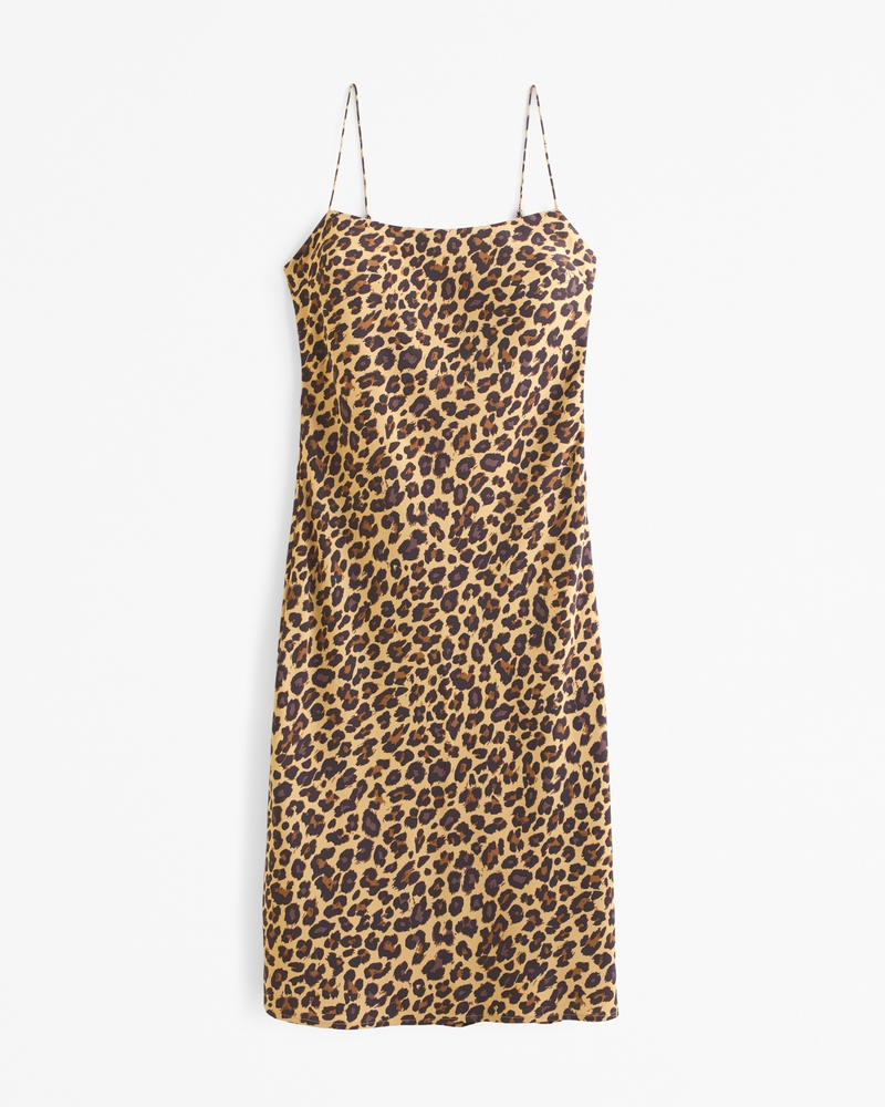 Leopard slip dress midi deals