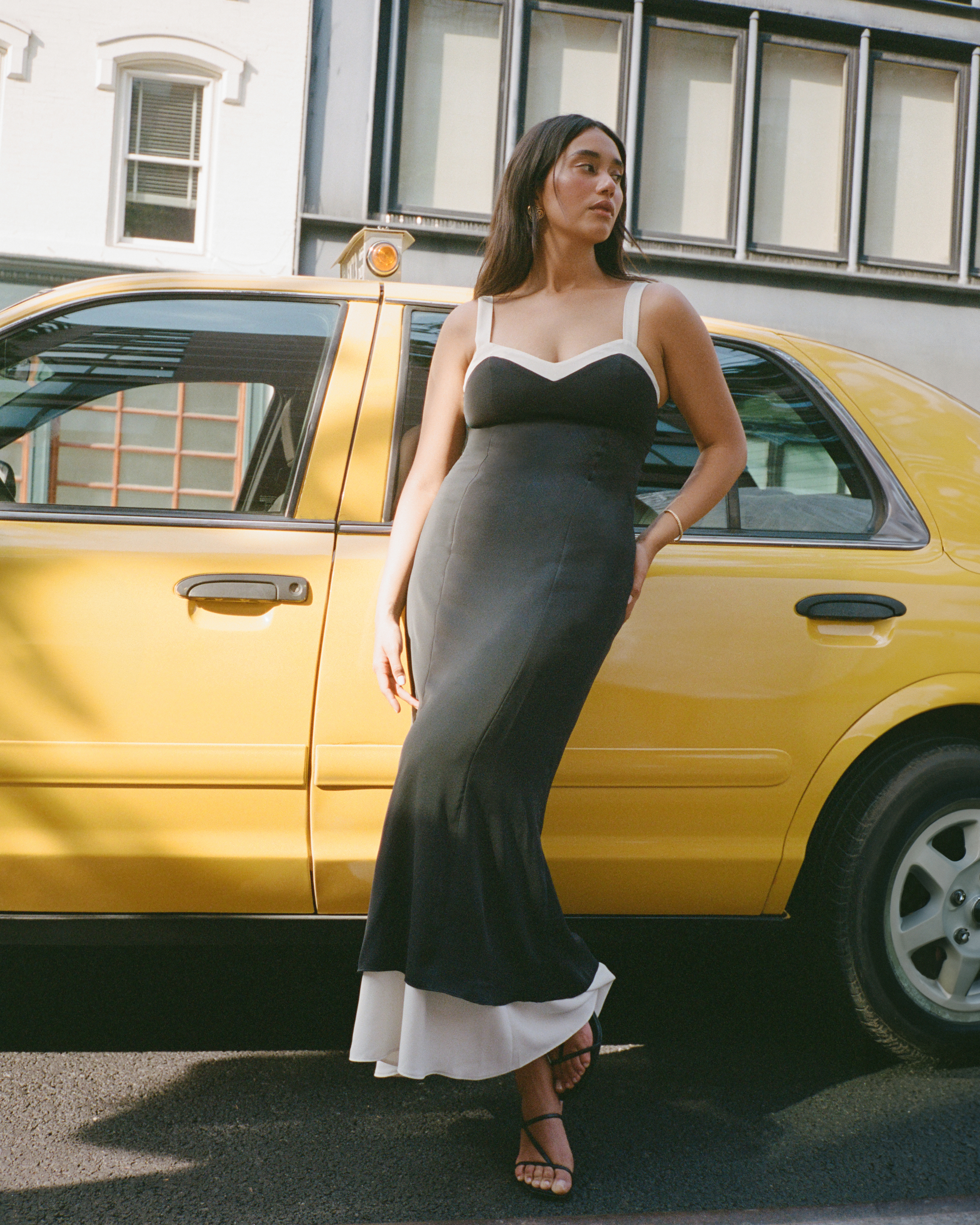 Abercrombie & Fitch The A&f Julia Slip Contrast Tie-back Maxi Dress In Black