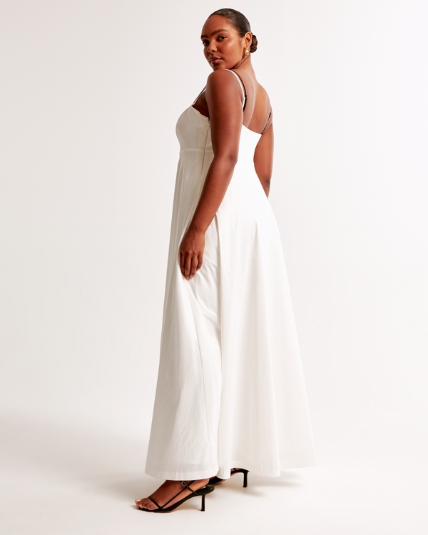 Lace-Trim Taffeta Maxi Dress