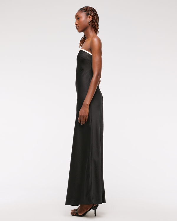 abercrombie black silk dress Abercrombie & Fitch | Dresses | Abercrombie Black Maxi Satin Strapless Dress