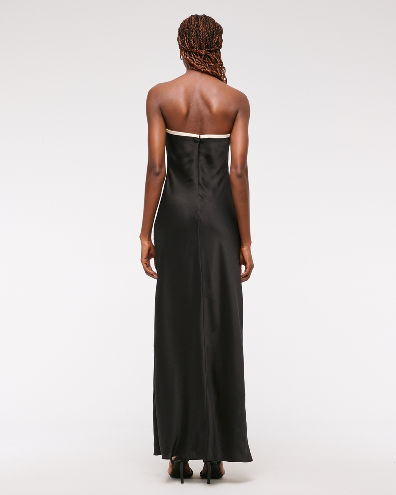 white and black high low dress Black and white half and half & high low dress main image 0