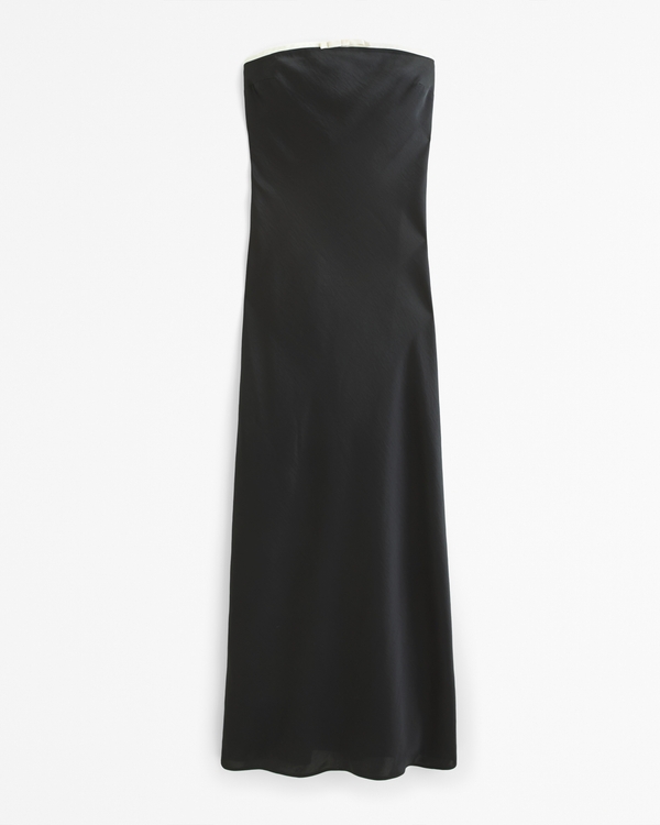 The A&F Julia Slip Strapless Bow Detail Maxi Dress, Black view 1