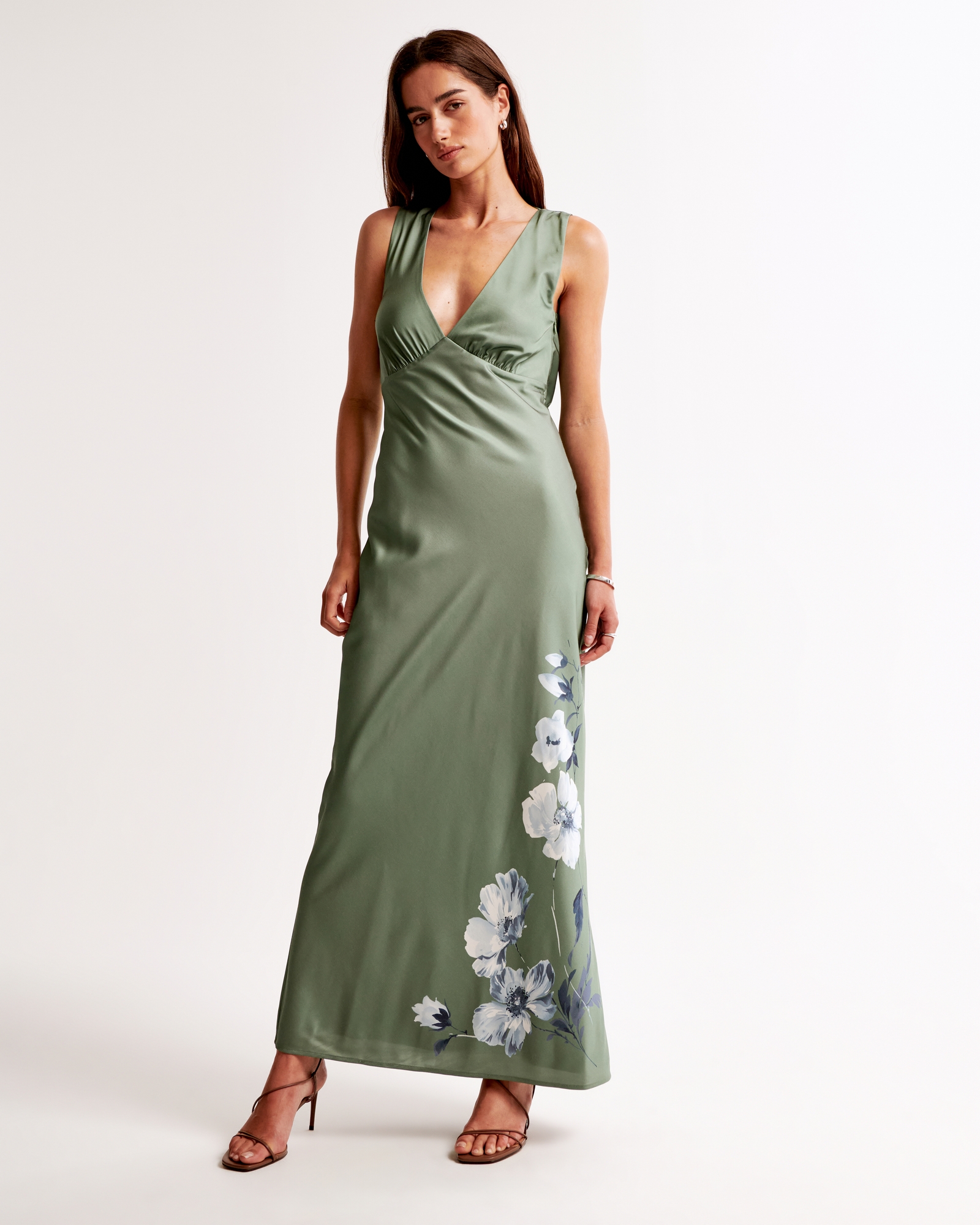 Plunge Cowl Back Maxi Dress