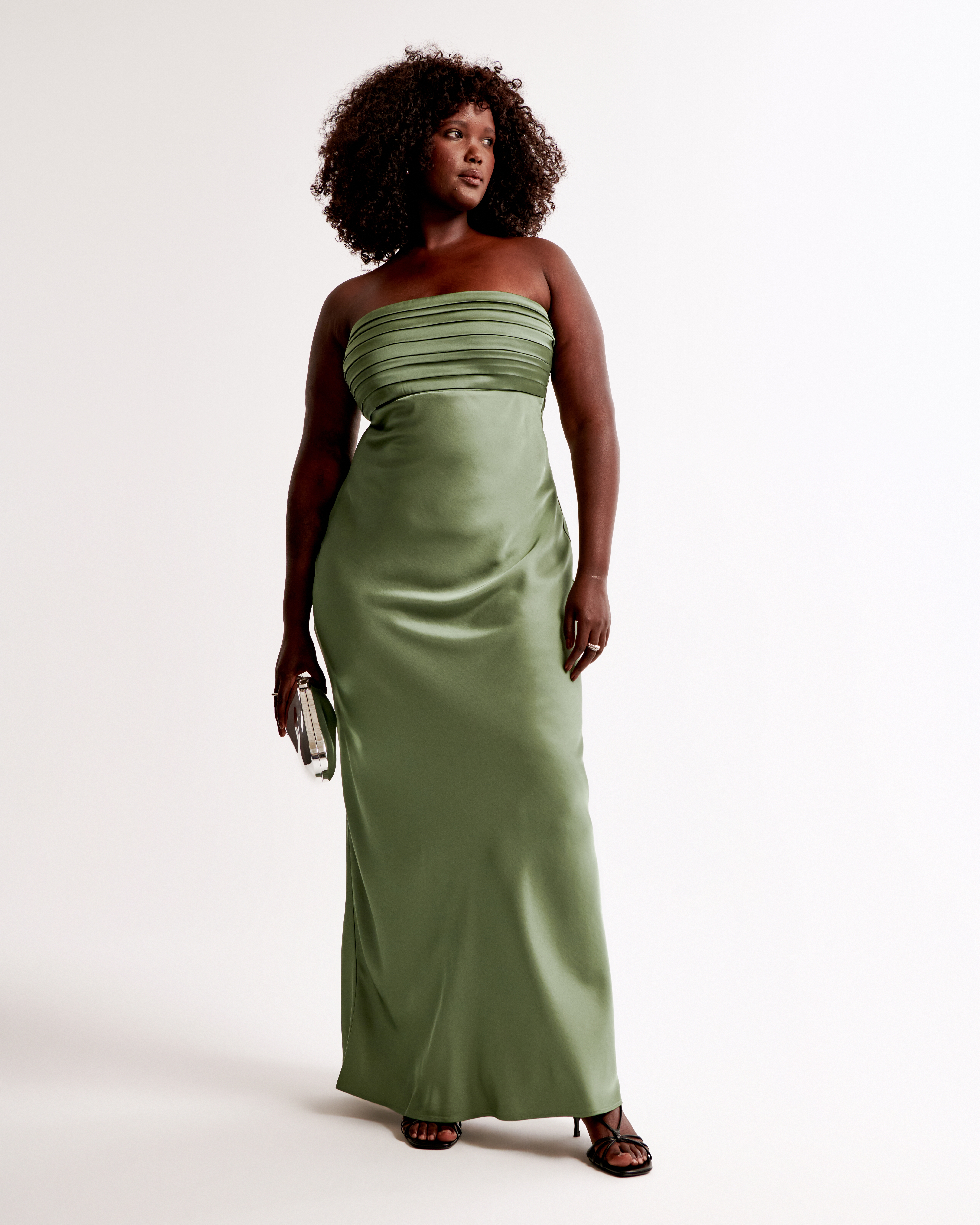 Abercrombie & Fitch The A&f Emerson Strapless Slim Maxi Dress In Green