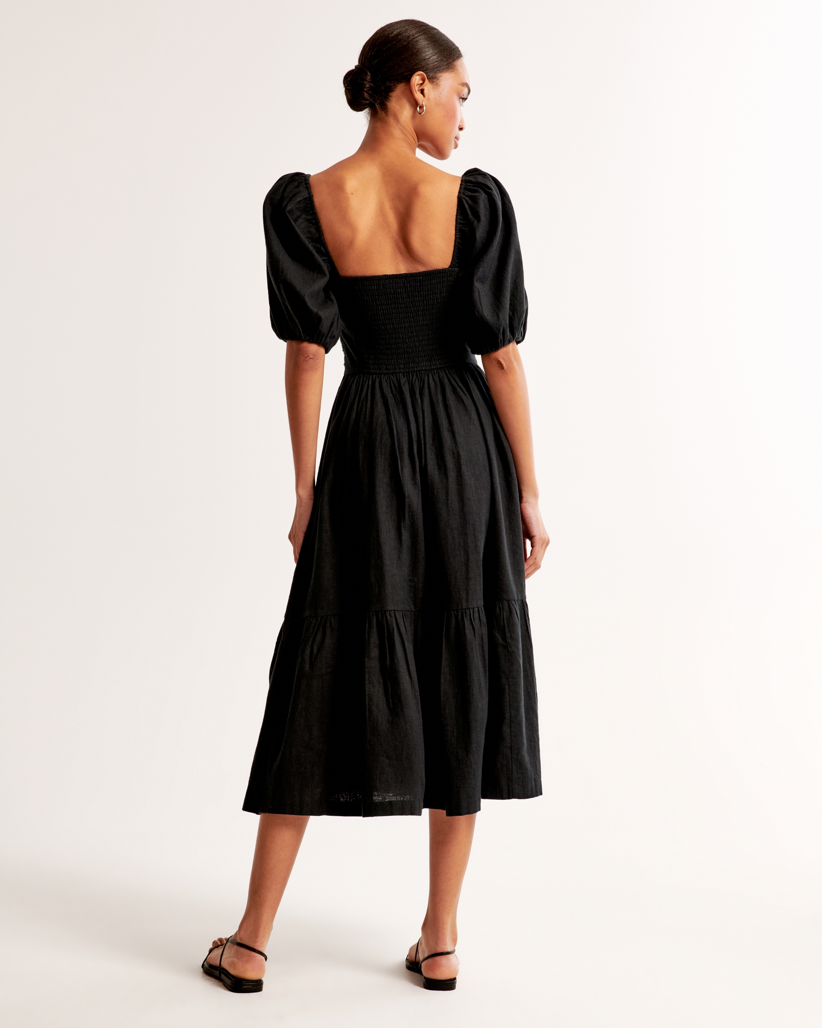 The A&F Emerson Linen-Blend Puff Sleeve Midi Dress