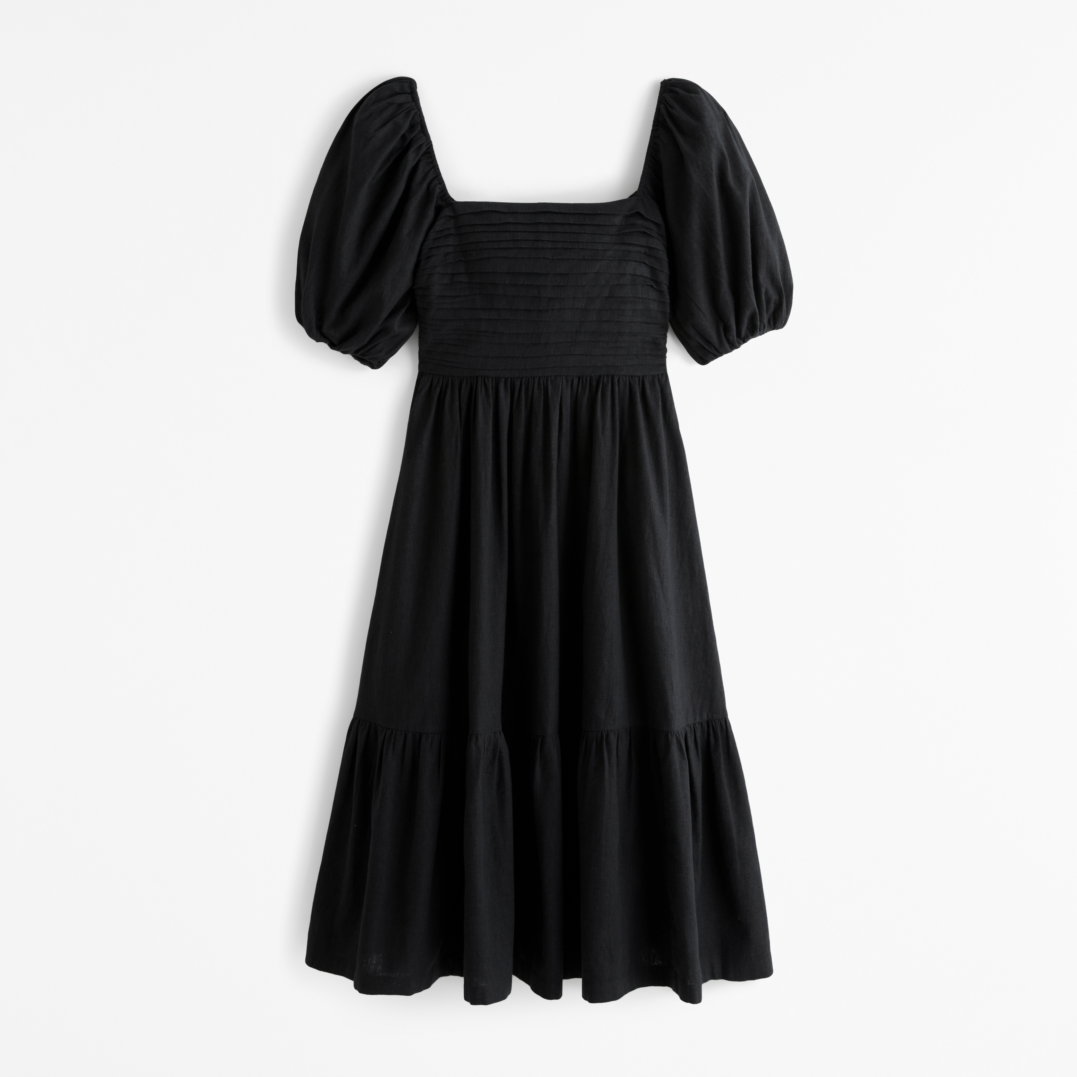 Women's The A&F Emerson Linen-Blend Puff Sleeve Midi Dress | Women's Dresses  & Jumpsuits | Abercrombie.com