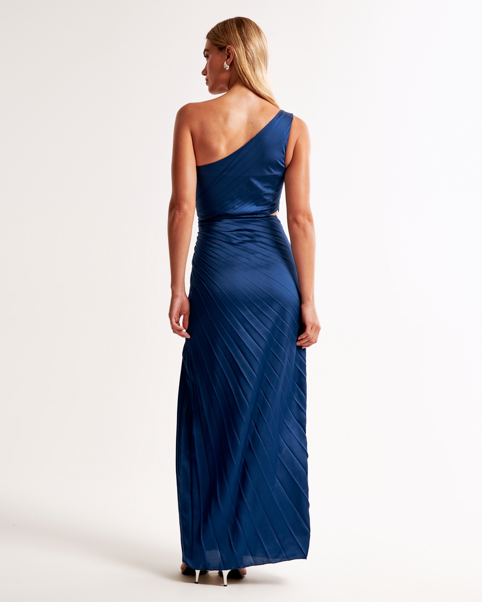 The A&F Giselle Pleated One-Shoulder Cutout Maxi Dress