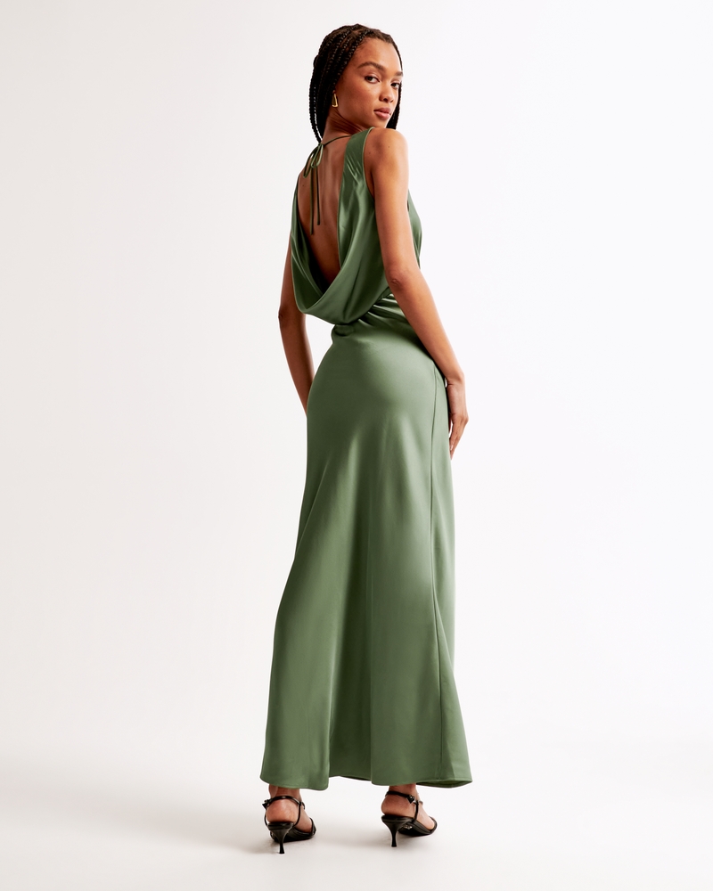 Plunge Cowl Back Maxi Dress