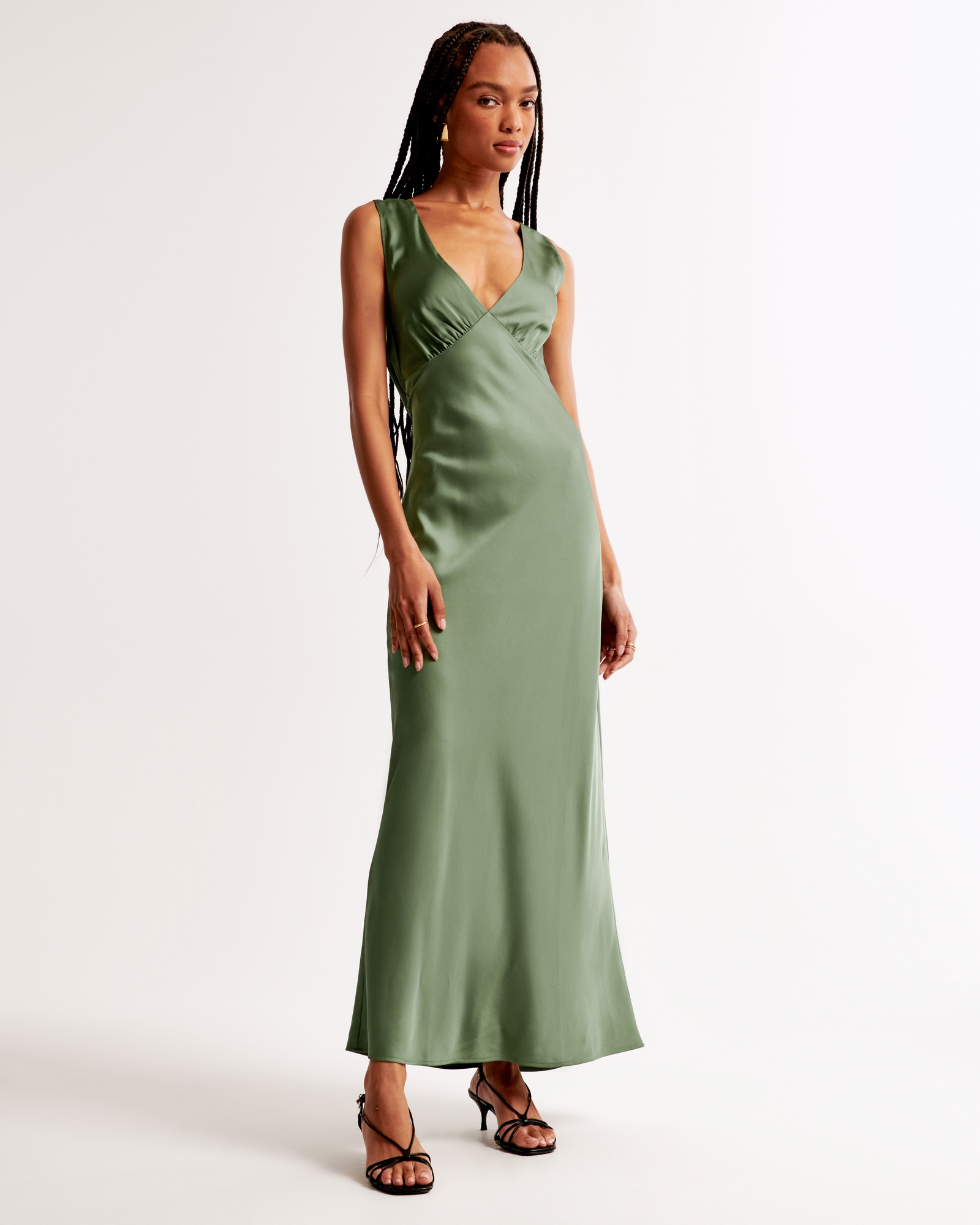 Plunge Cowl Back Maxi Dress