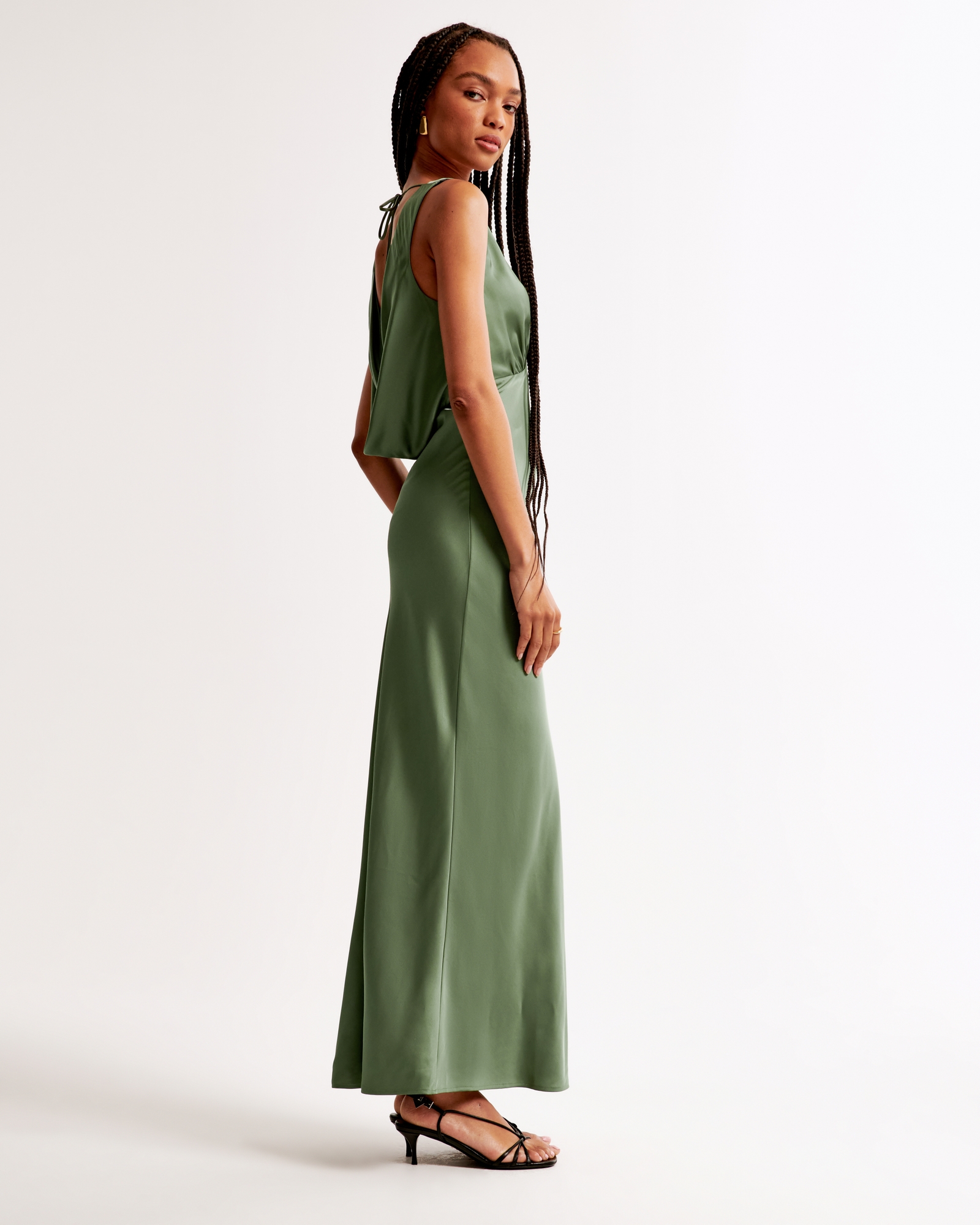 Plunge Cowl Back Maxi Dress