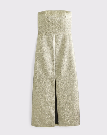 EILEEN BLACK STRAPLESS GOLD ROSE EMBELLISHED MIDI DRESS main image 1