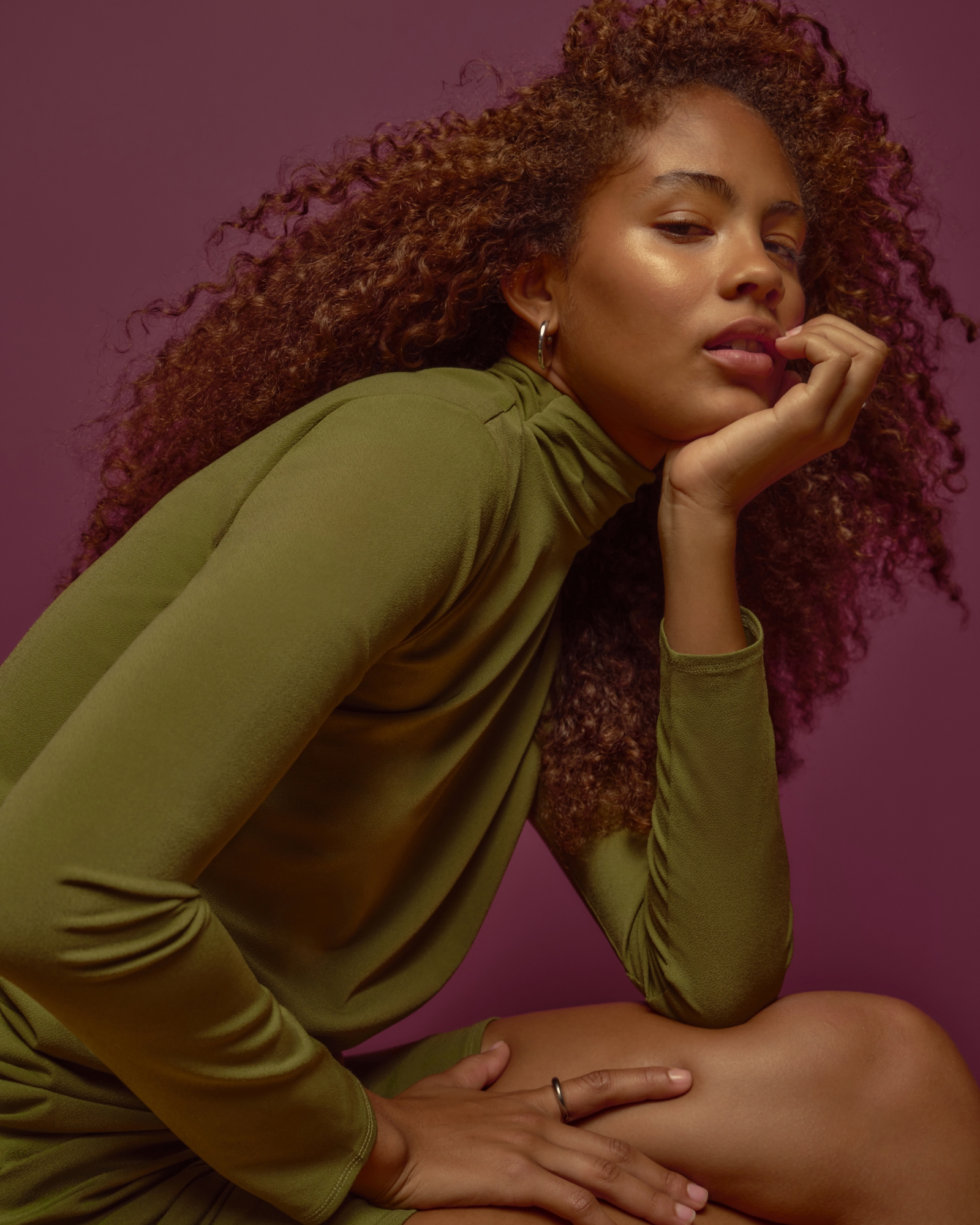 Vol. 28 Long-Sleeve Draped Mini Dress