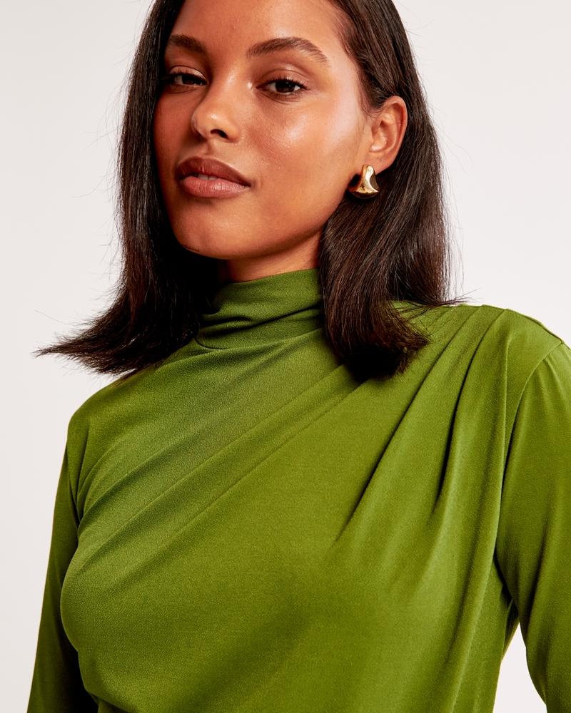 Vol. 28 Long-Sleeve Draped Mini Dress