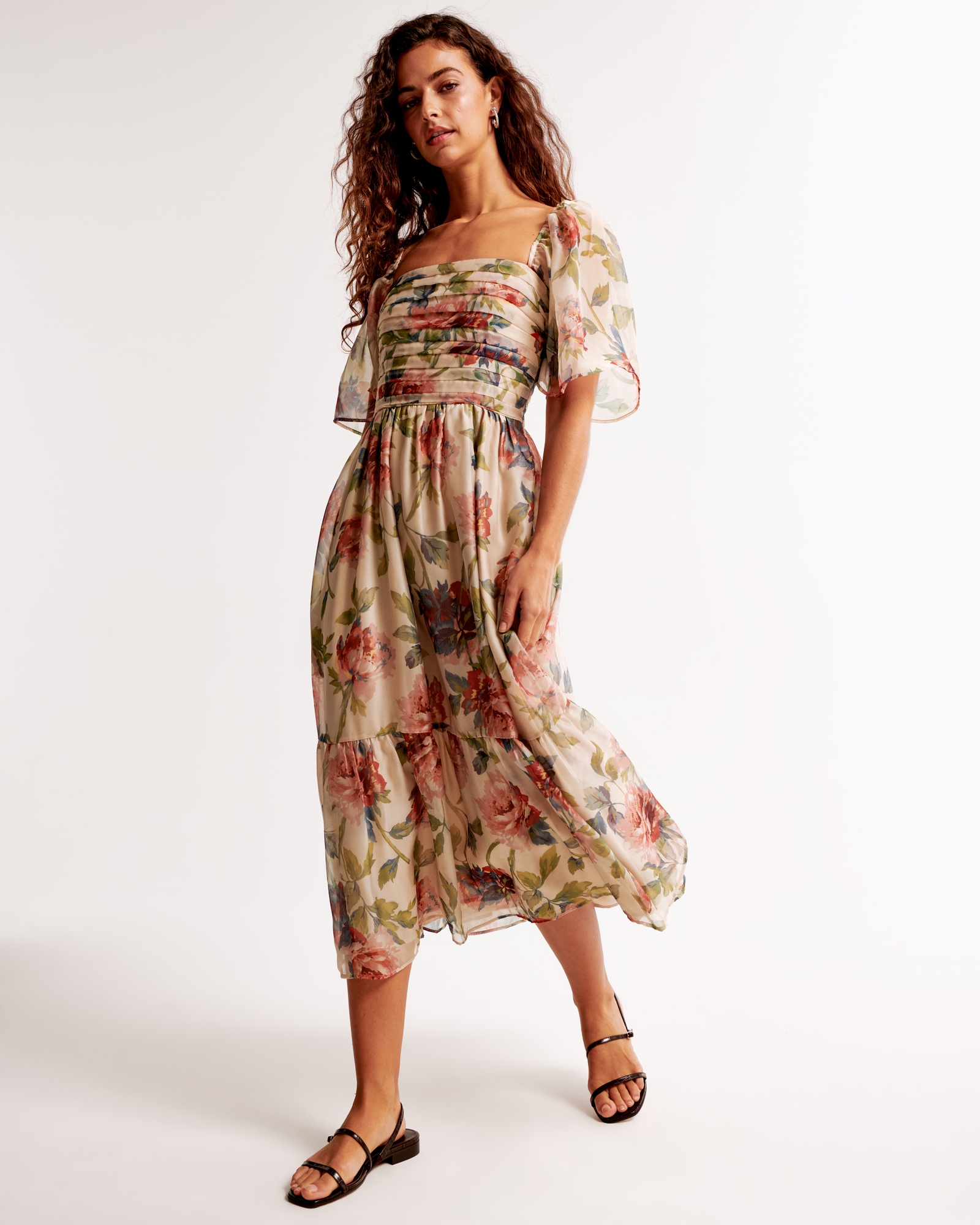 The A&F Emerson Angel Sleeve Midi Dress