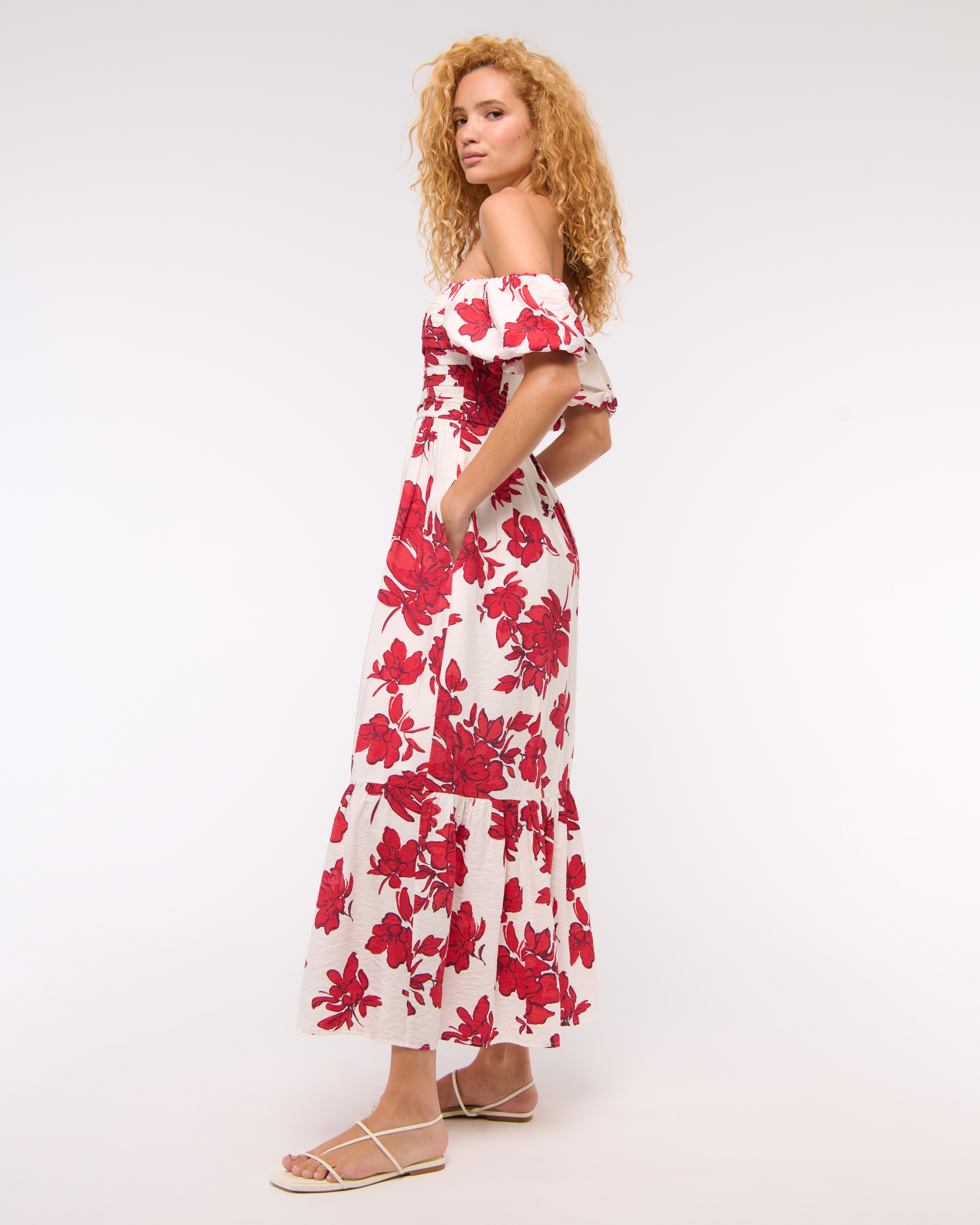 Abercrombie & Fitch The A&f Emerson Off-the-shoulder Maxi Dress In White