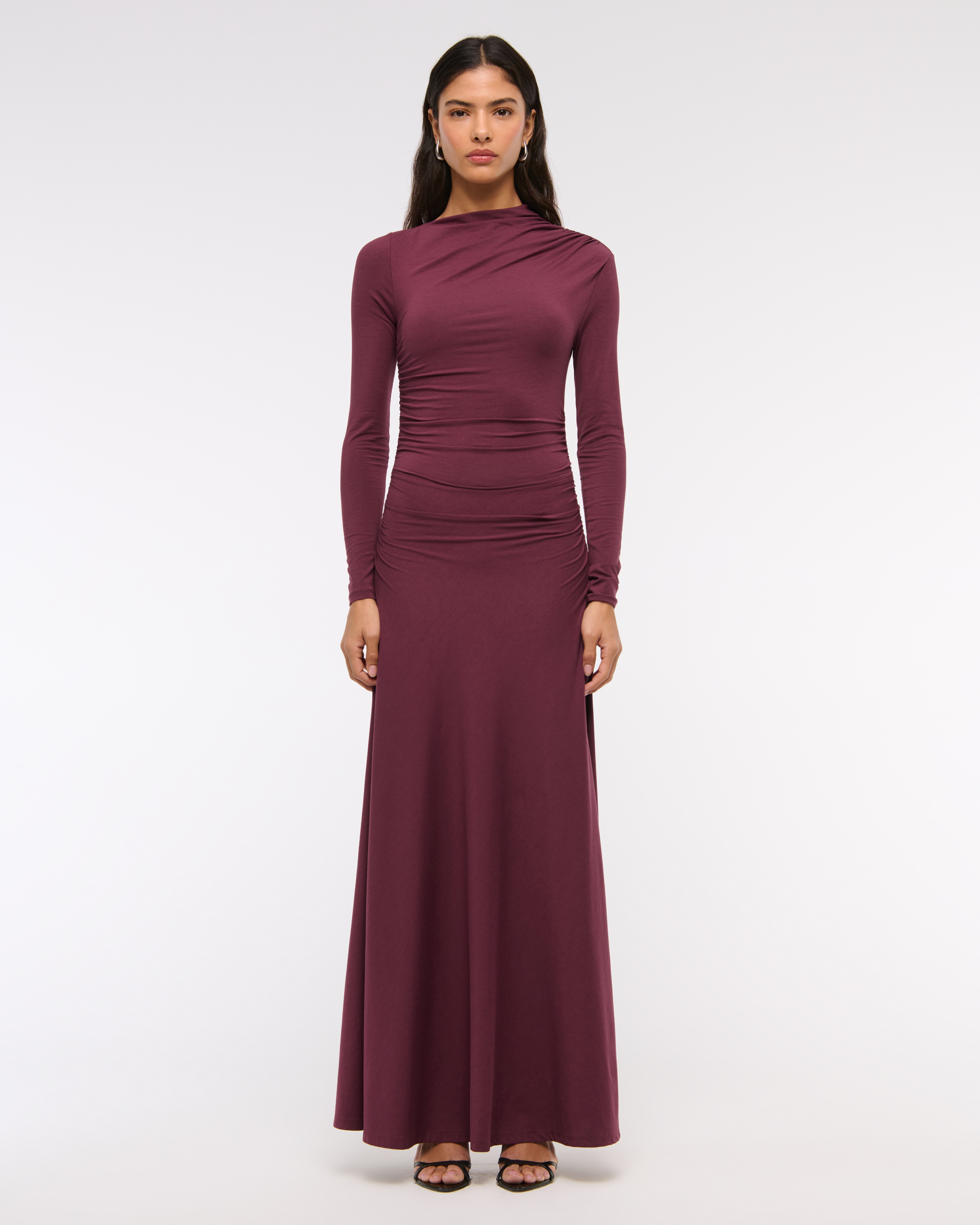 Women's Long-Sleeve Draped Knit Maxi Dress | Women's