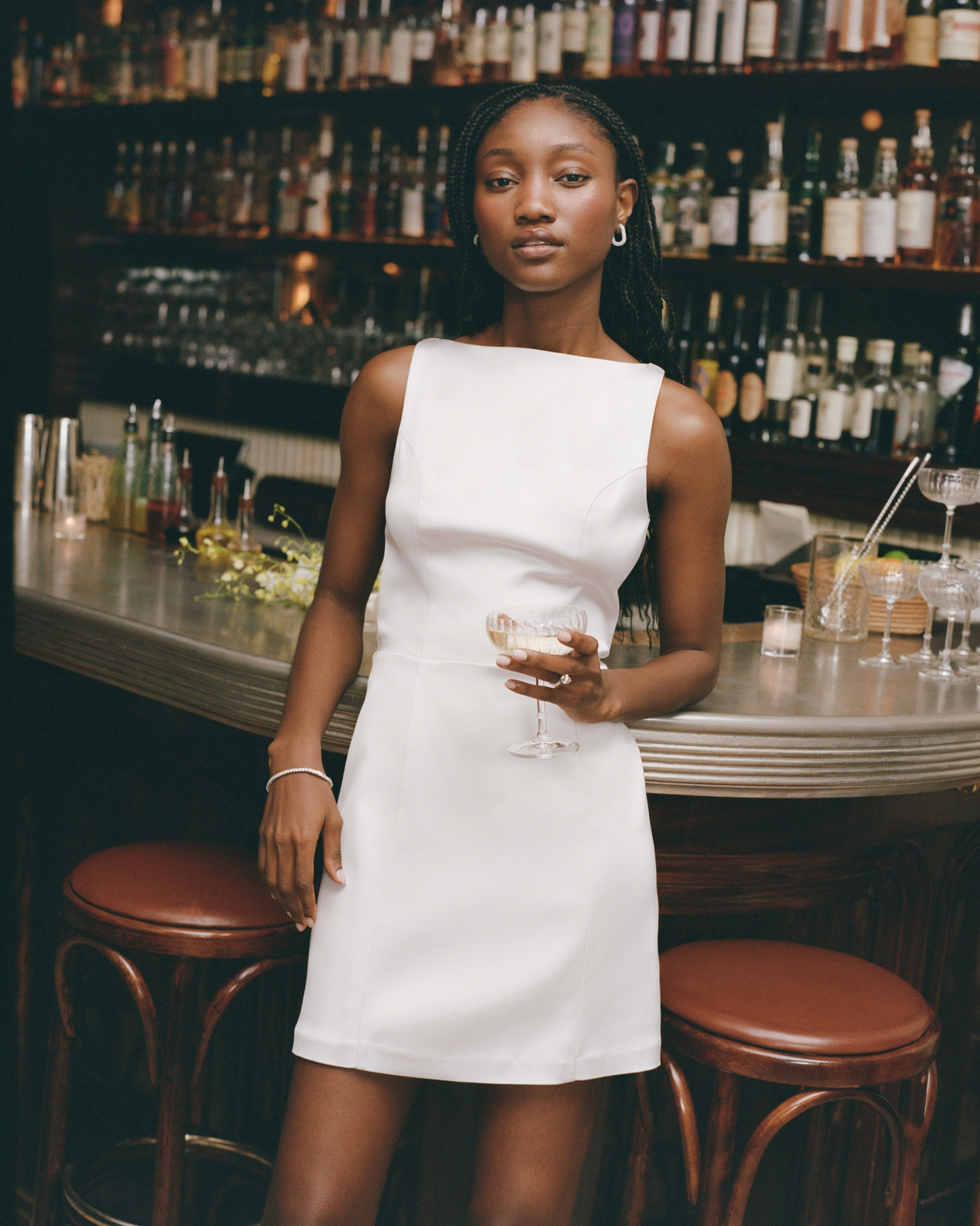 Slash Neck Mini Dress