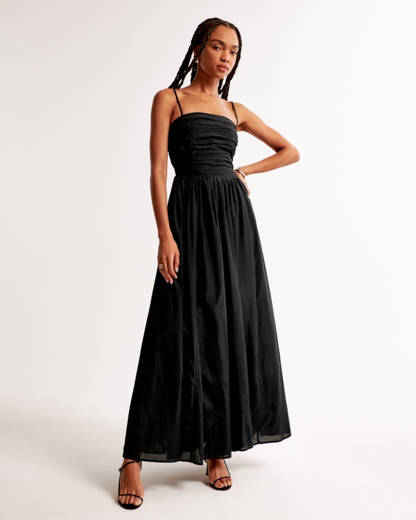 The A&F Emerson Lace-Up Back Maxi Dress, Black