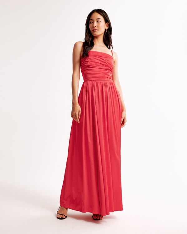 The A&F Emerson Lace-Up Back Maxi Dress, Vivid Red