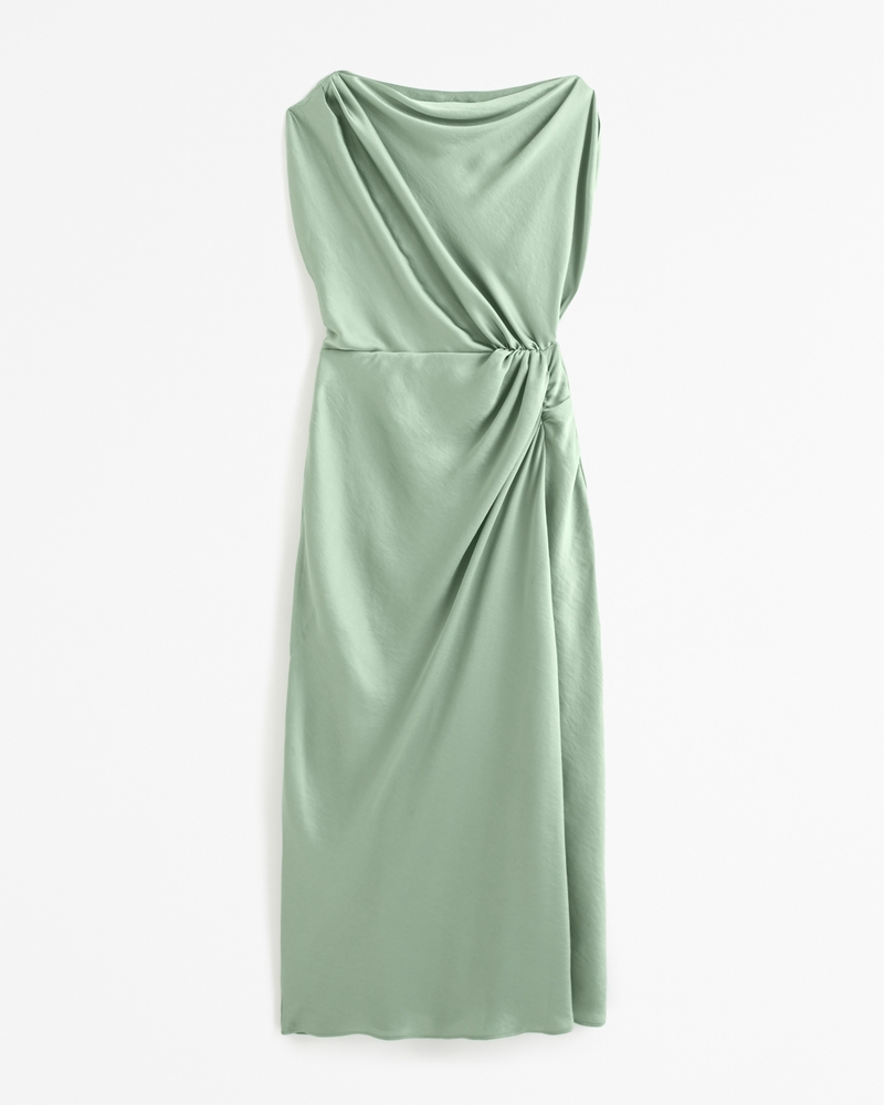 High-Neck Draped Maxi Dress