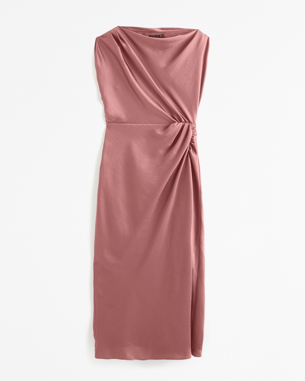 High-Neck Draped Maxi Dress, Rose