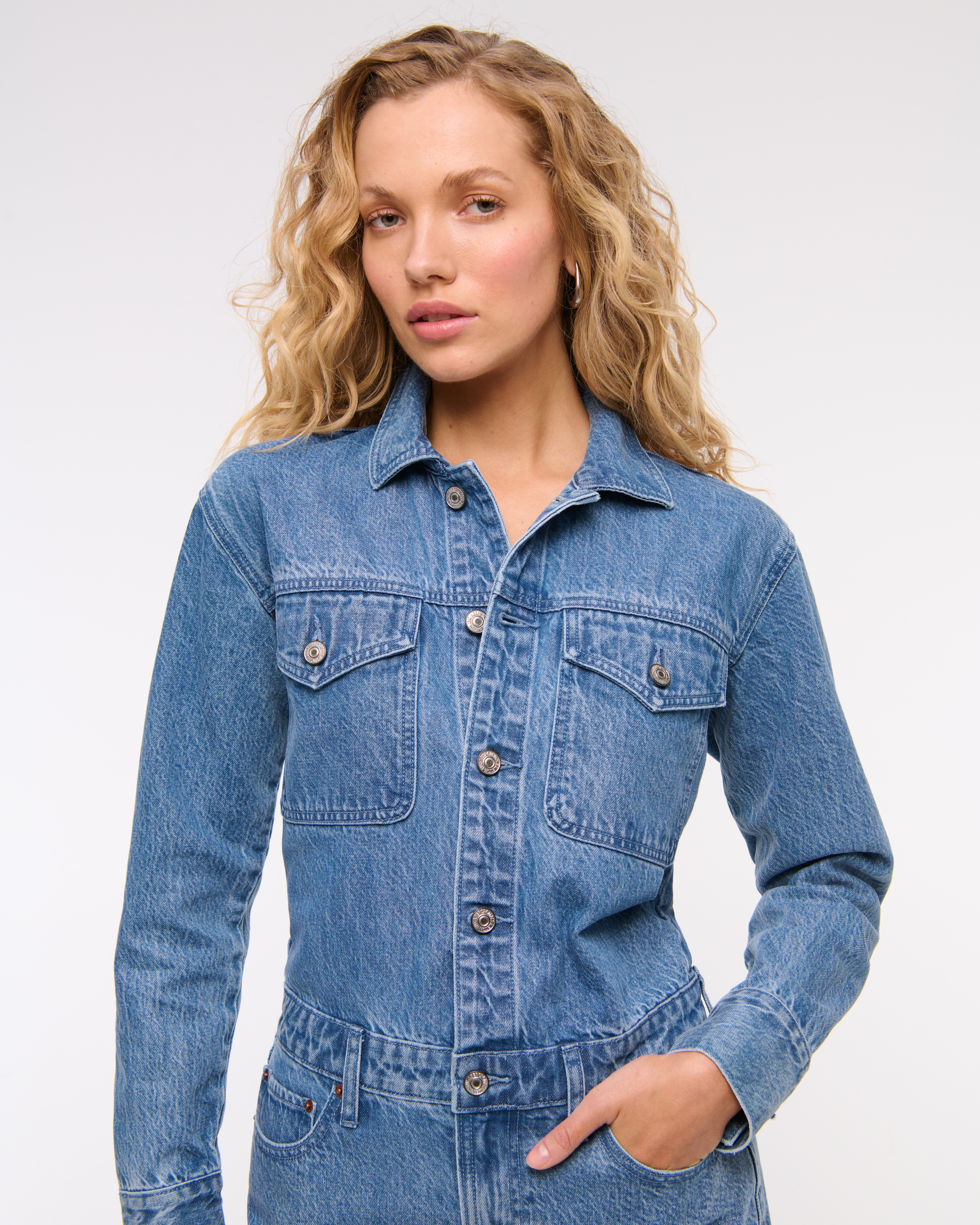 Женские платья Abercrombie & Fitch Long-Sleeve Denim Shirt Dress — фото 3