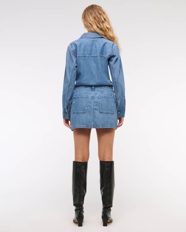 Long-Sleeve Denim Shirt Dress
