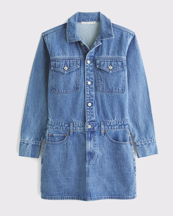Long-Sleeve Denim Shirt Dress