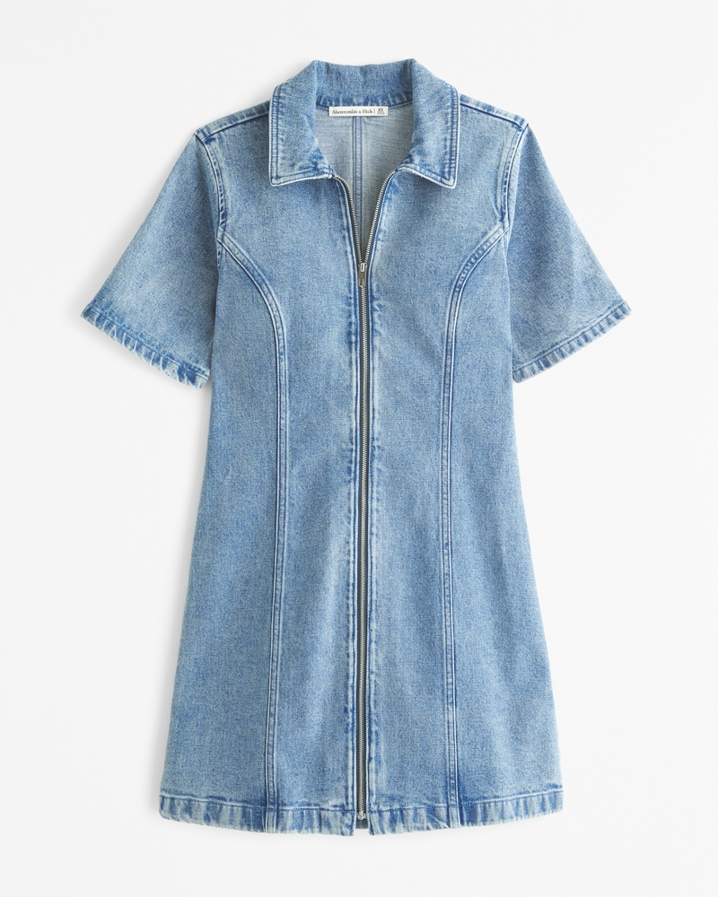 The A&F Mara Short-Sleeve Denim Mini Dress