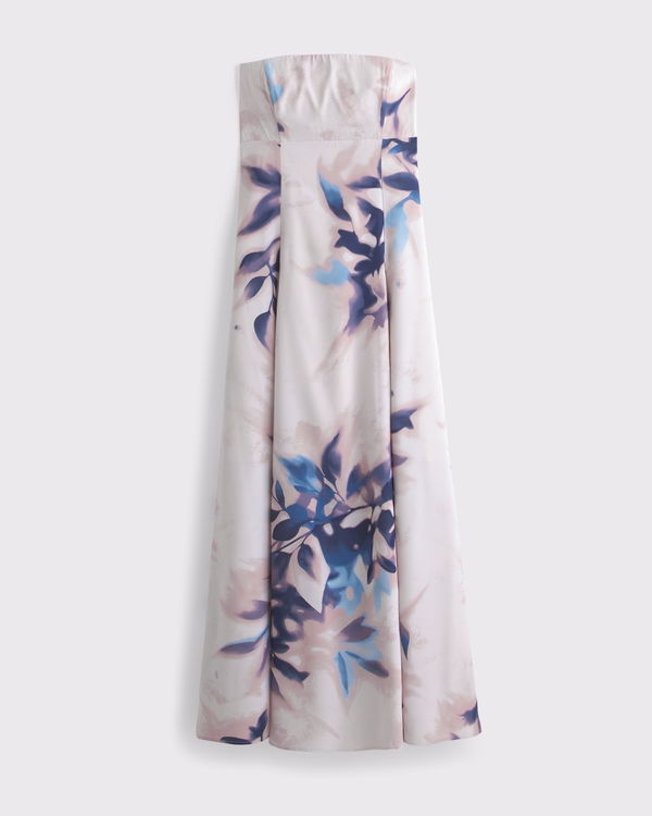 Godet Clasp-Back Midi Dress, Light Purple Pattern view 1