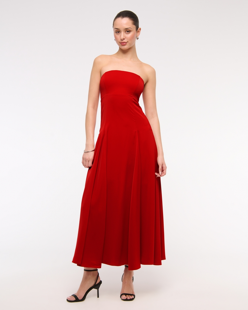 Godet Clasp-Back Midi Dress