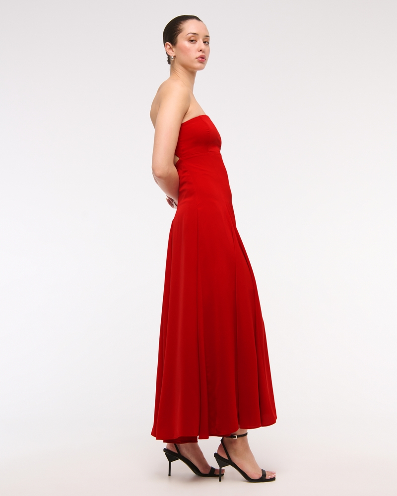 Godet Clasp-Back Midi Dress