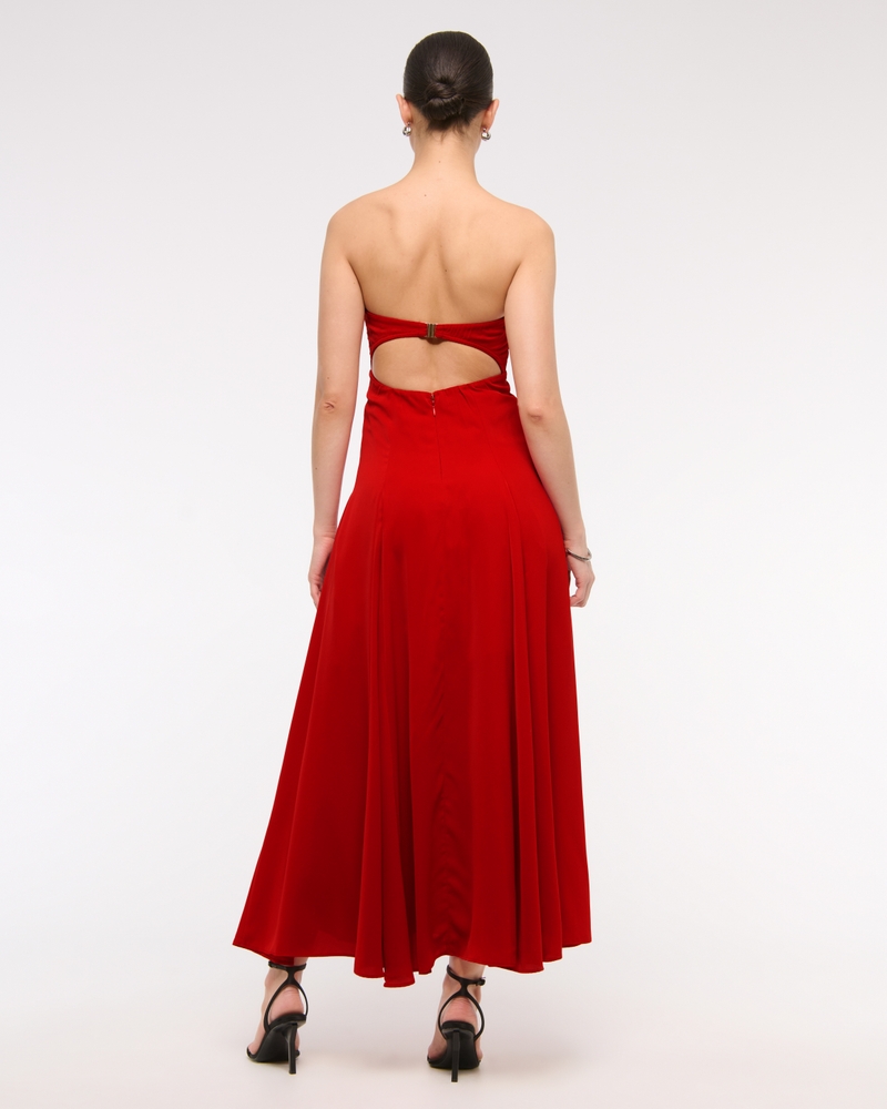 Godet Clasp-Back Midi Dress