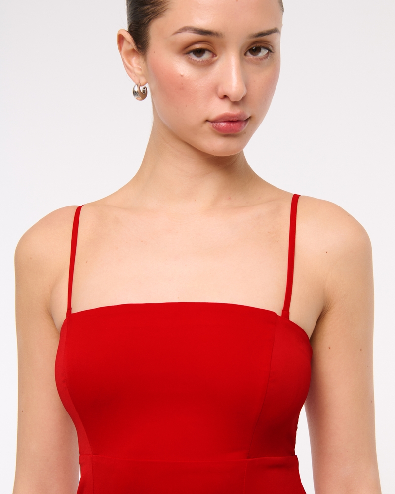 Godet Clasp-Back Midi Dress