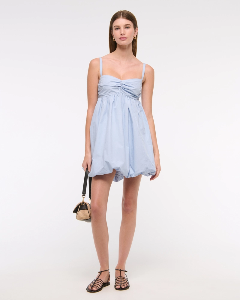 Babydoll Bubble Hem Mini Dress