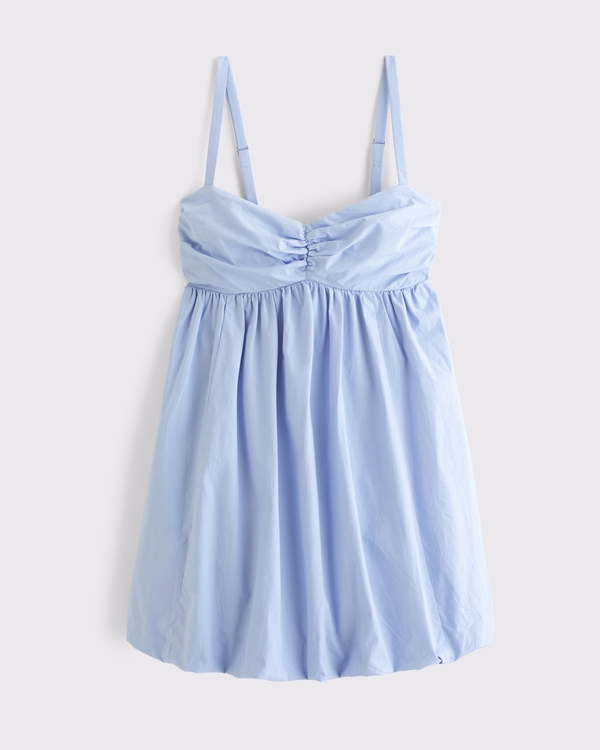 Babydoll Bubble Hem Mini Dress, Lilac Blue view 1