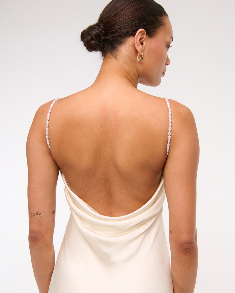 Faux Pearl Strap Maxi Dress