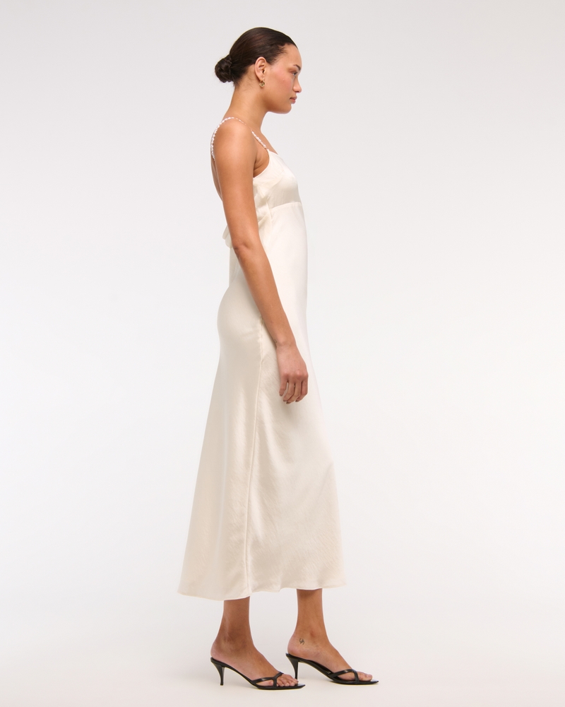 Faux Pearl Strap Maxi Dress