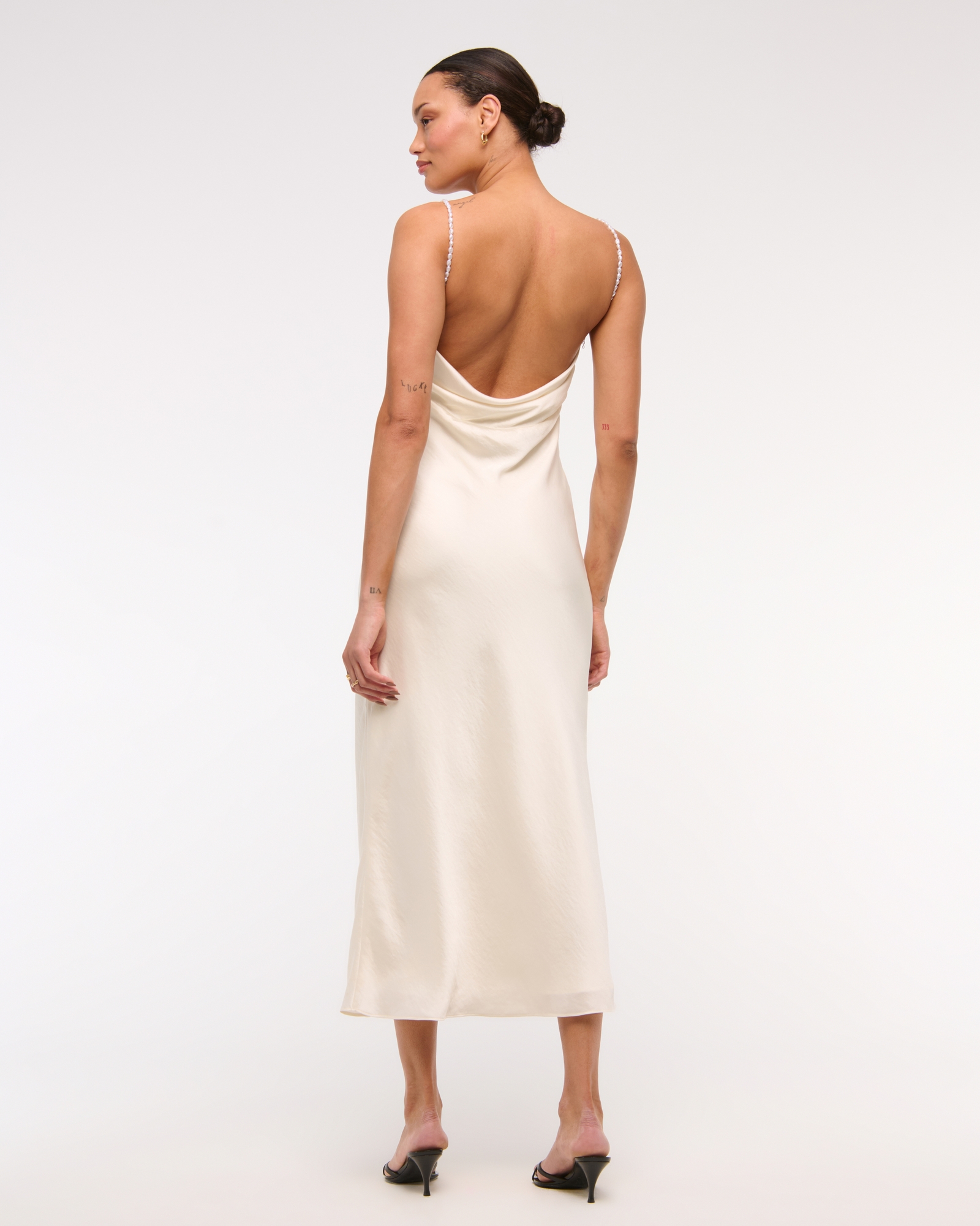 Faux Pearl Strap Maxi Dress