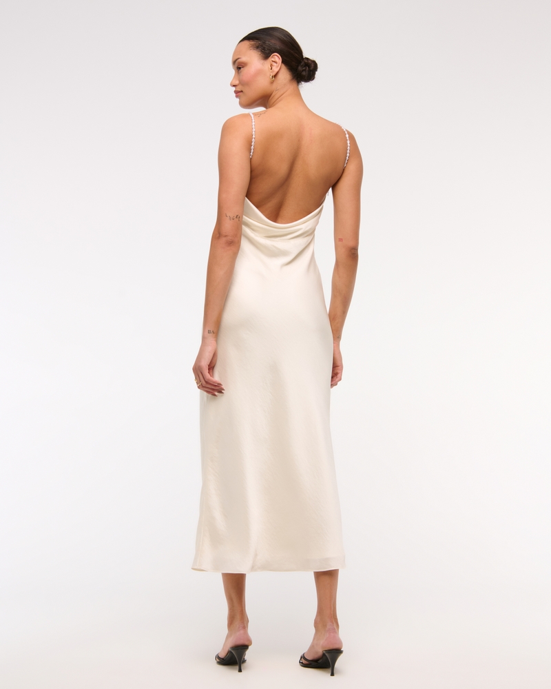 Faux Pearl Strap Maxi Dress